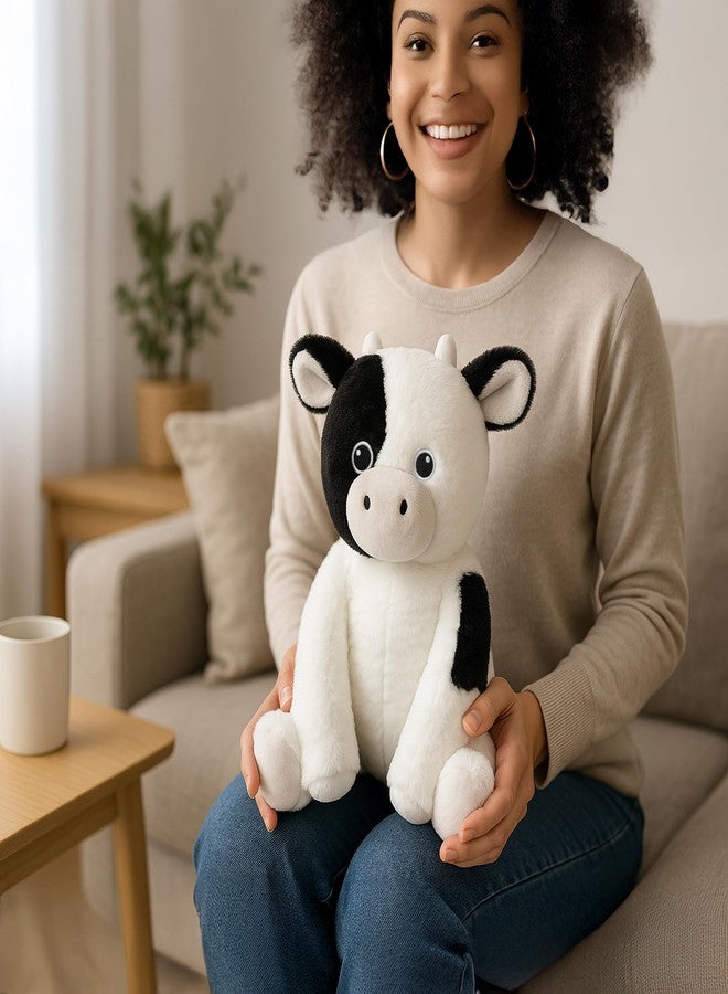 WEIGEDU Floppy Dairy Cattle Cow Plush Toy - 15.7 Inch Soft & Cuddly Stuffed Animal Cow with Embroidered Eyes, Perfect for Kids, Babies, Toddlers - Farm Animal Gift - Image 3